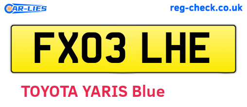 FX03LHE are the vehicle registration plates.