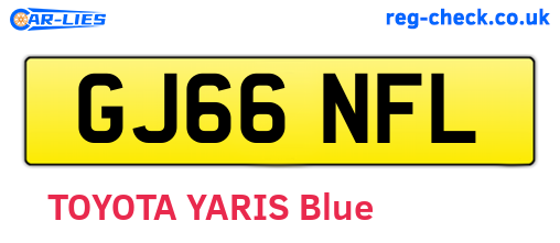 GJ66NFL are the vehicle registration plates.