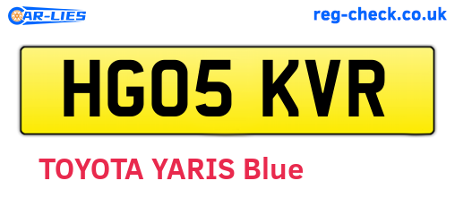 HG05KVR are the vehicle registration plates.