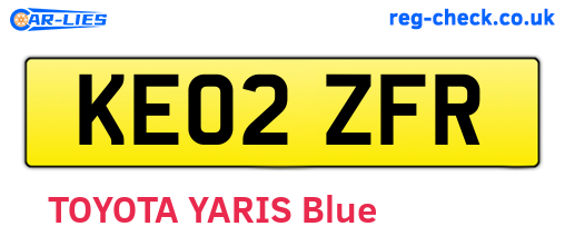 KE02ZFR are the vehicle registration plates.