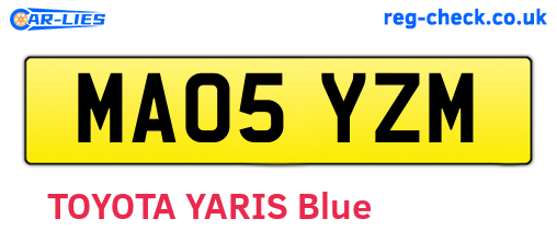 MA05YZM are the vehicle registration plates.
