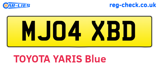 MJ04XBD are the vehicle registration plates.