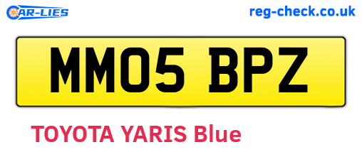 MM05BPZ are the vehicle registration plates.