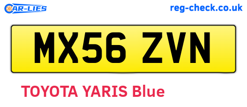 MX56ZVN are the vehicle registration plates.