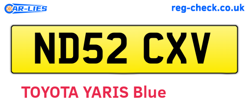 ND52CXV are the vehicle registration plates.