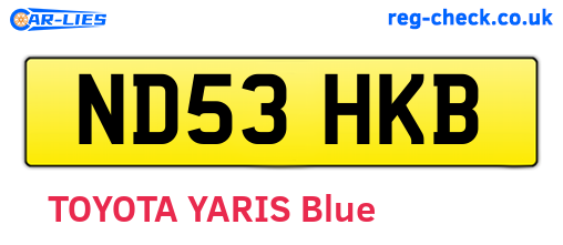 ND53HKB are the vehicle registration plates.