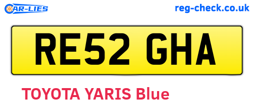 RE52GHA are the vehicle registration plates.