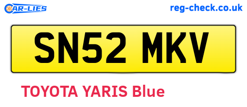 SN52MKV are the vehicle registration plates.