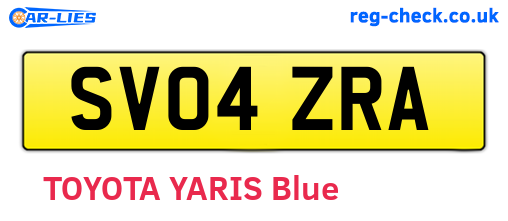 SV04ZRA are the vehicle registration plates.