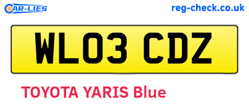 WL03CDZ are the vehicle registration plates.