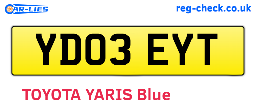 YD03EYT are the vehicle registration plates.