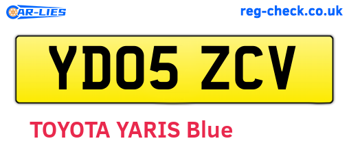YD05ZCV are the vehicle registration plates.