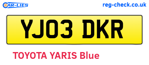 YJ03DKR are the vehicle registration plates.