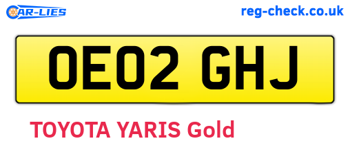 OE02GHJ are the vehicle registration plates.