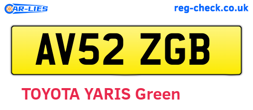 AV52ZGB are the vehicle registration plates.