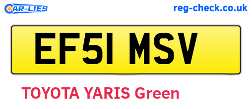 EF51MSV are the vehicle registration plates.