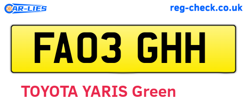 FA03GHH are the vehicle registration plates.