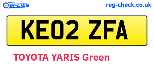 KE02ZFA are the vehicle registration plates.