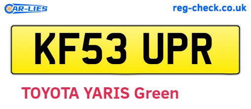 KF53UPR are the vehicle registration plates.