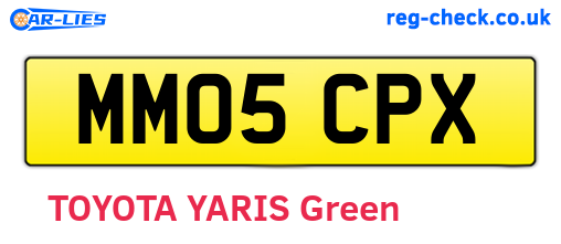 MM05CPX are the vehicle registration plates.