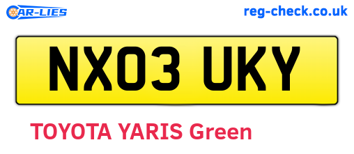 NX03UKY are the vehicle registration plates.