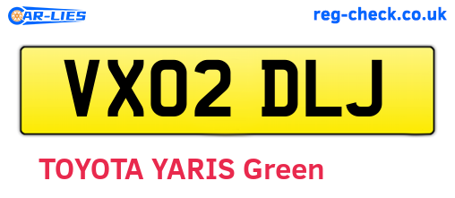VX02DLJ are the vehicle registration plates.
