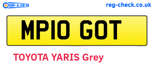 MP10GOT are the vehicle registration plates.
