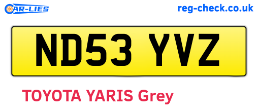 ND53YVZ are the vehicle registration plates.