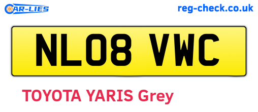 NL08VWC are the vehicle registration plates.
