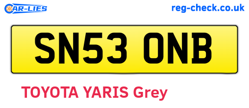 SN53ONB are the vehicle registration plates.
