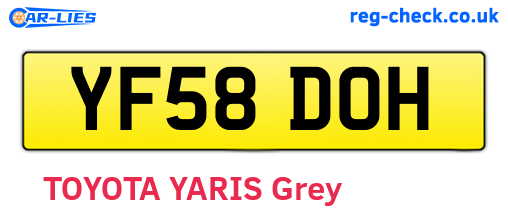 YF58DOH are the vehicle registration plates.