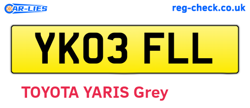 YK03FLL are the vehicle registration plates.