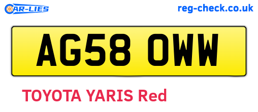 AG58OWW are the vehicle registration plates.