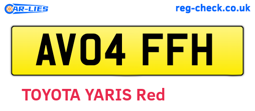 AV04FFH are the vehicle registration plates.