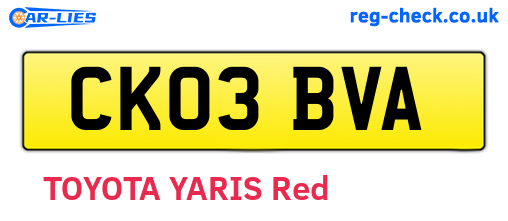 CK03BVA are the vehicle registration plates.