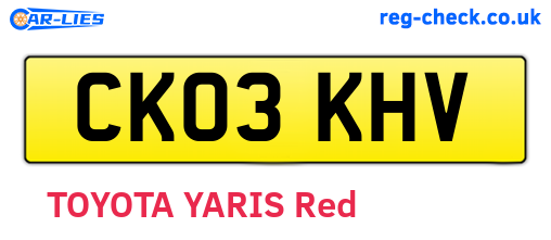 CK03KHV are the vehicle registration plates.