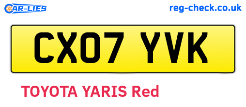 CX07YVK are the vehicle registration plates.