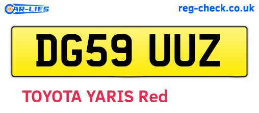 DG59UUZ are the vehicle registration plates.