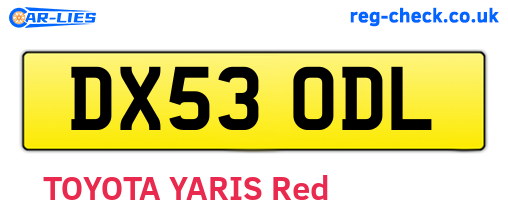 DX53ODL are the vehicle registration plates.