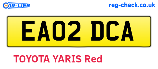 EA02DCA are the vehicle registration plates.