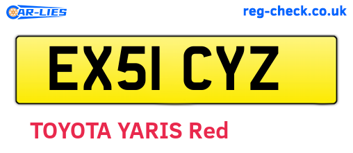 EX51CYZ are the vehicle registration plates.