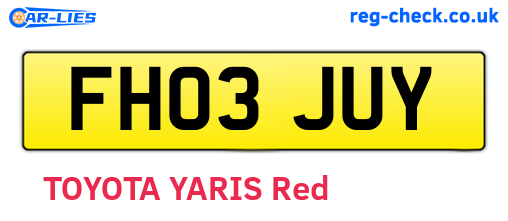 FH03JUY are the vehicle registration plates.