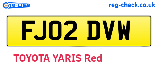 FJ02DVW are the vehicle registration plates.