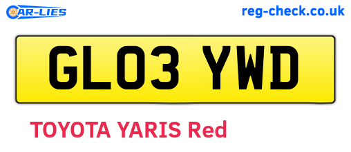 GL03YWD are the vehicle registration plates.