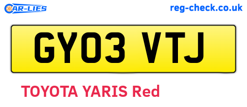 GY03VTJ are the vehicle registration plates.
