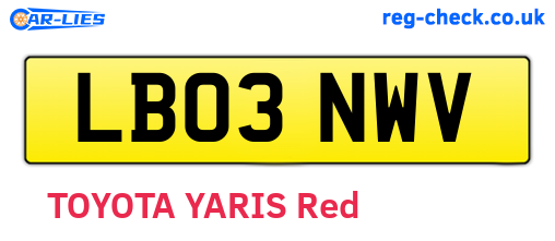 LB03NWV are the vehicle registration plates.