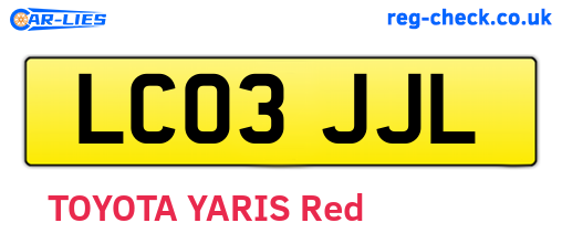 LC03JJL are the vehicle registration plates.