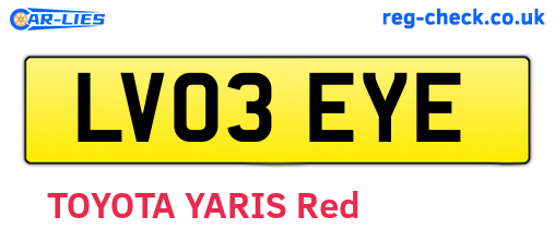 LV03EYE are the vehicle registration plates.