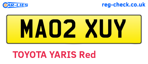 MA02XUY are the vehicle registration plates.