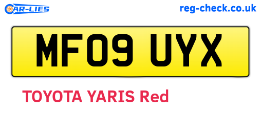 MF09UYX are the vehicle registration plates.